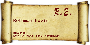 Rothman Edvin névjegykártya